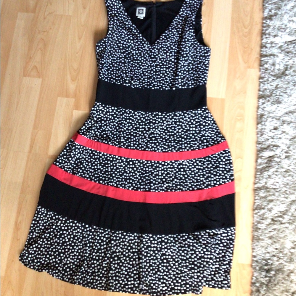 Anne Klein Polka Dot dress with pink trim